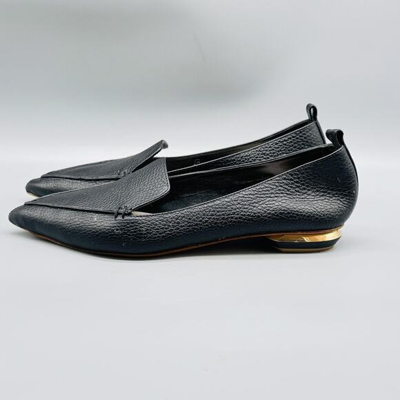 Nicholas Kirkwood Shoes Womens 9 Black Leather Beya Pointed Toe Loafers Slip On - Picture 5 of 12
